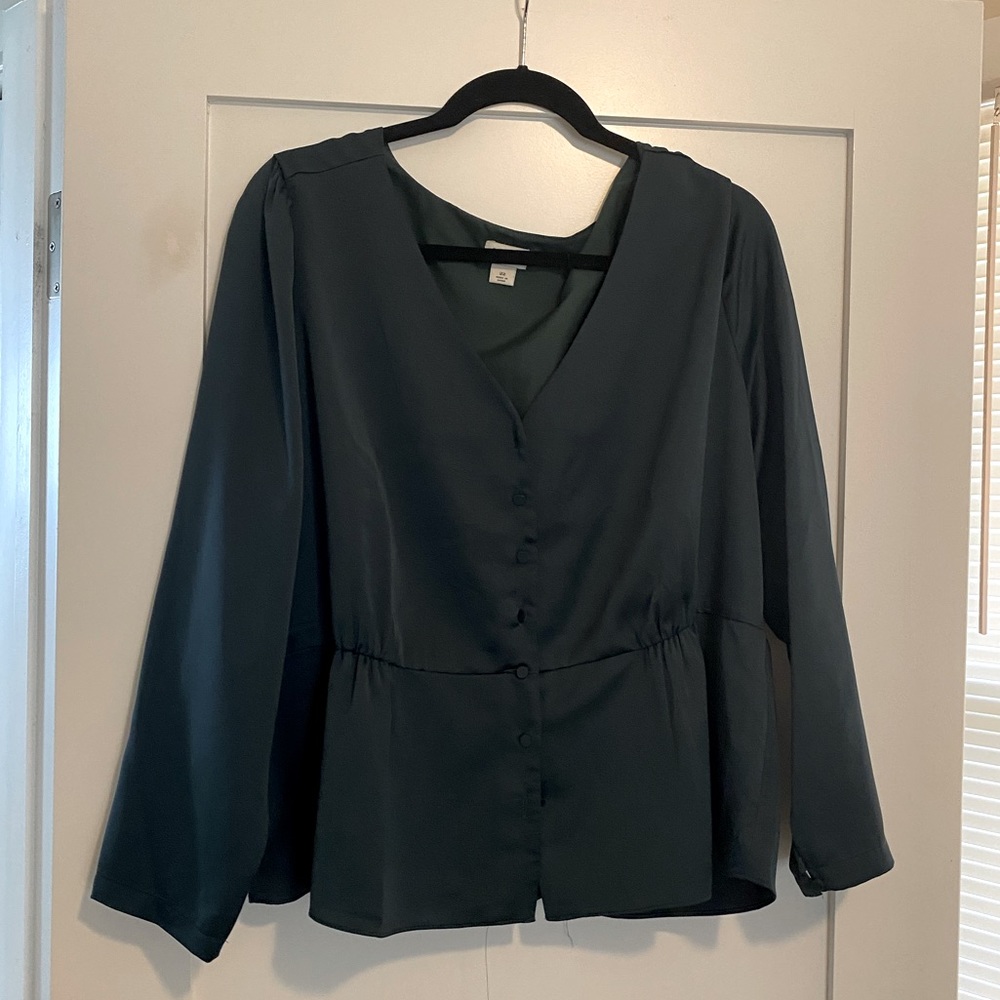 Hunter green satin J Crew party top (22)